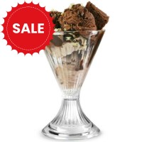 Reusable polycarbonate dessert bowl filled with ice cream, styled for outdoor entertaining or summer parties